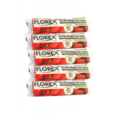 Florex Büzgülü Çilek Kokulu Büyük Boy Çöp Torbası 55x60 Cm 5 Li Rulo
